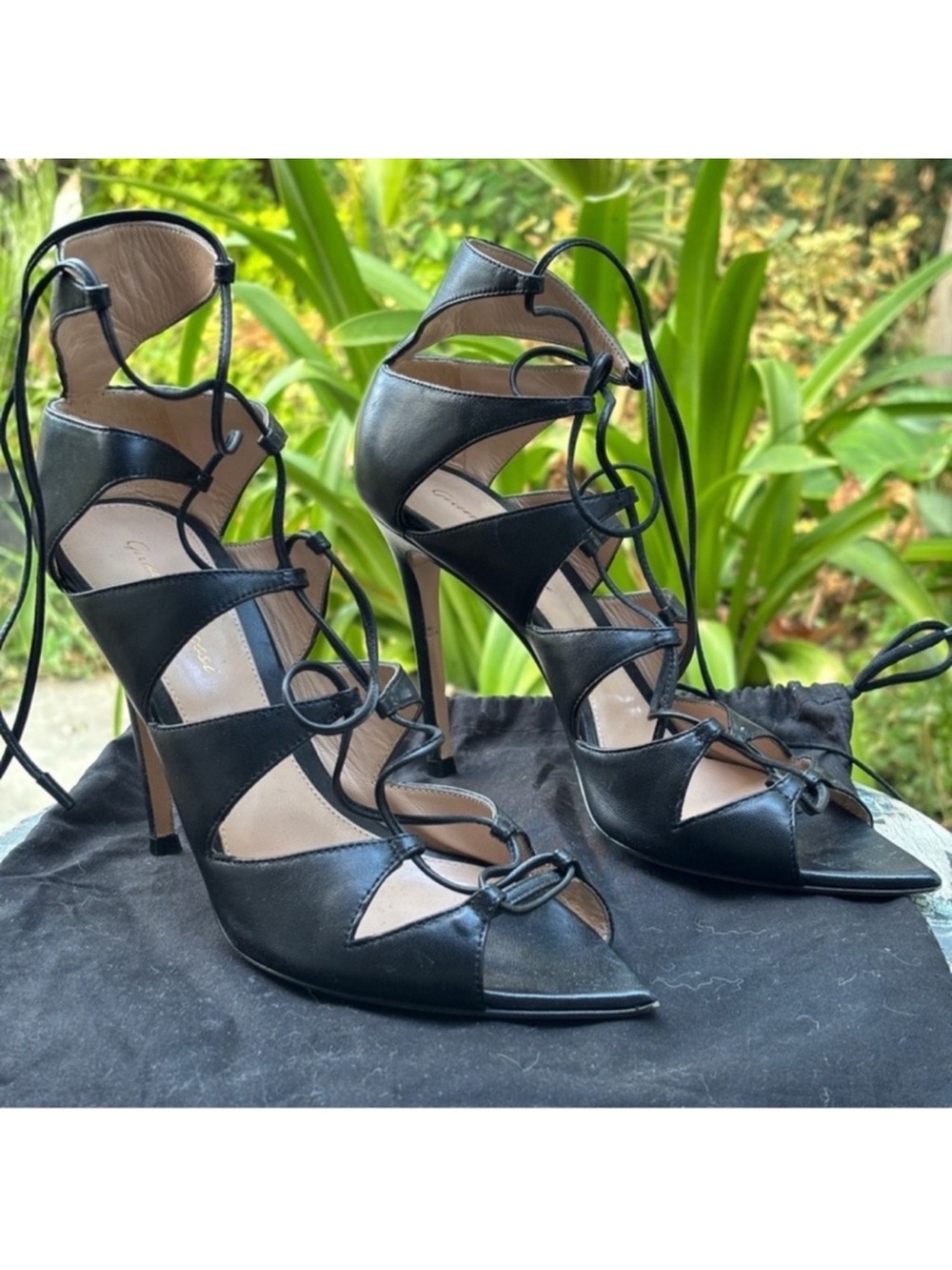 Gianvito rossi anjelica leather lace up sandal booties heels stilettos gladiator